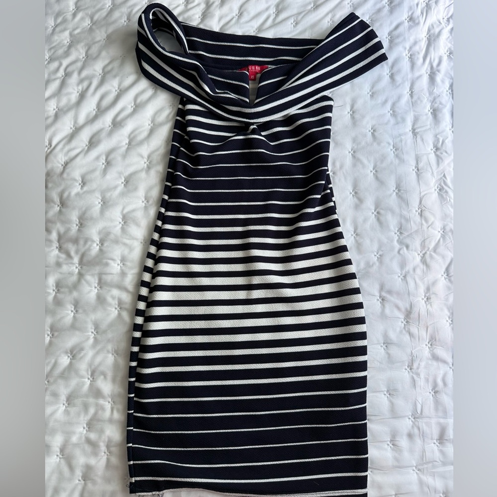 Guess Black and White Strapless Dress